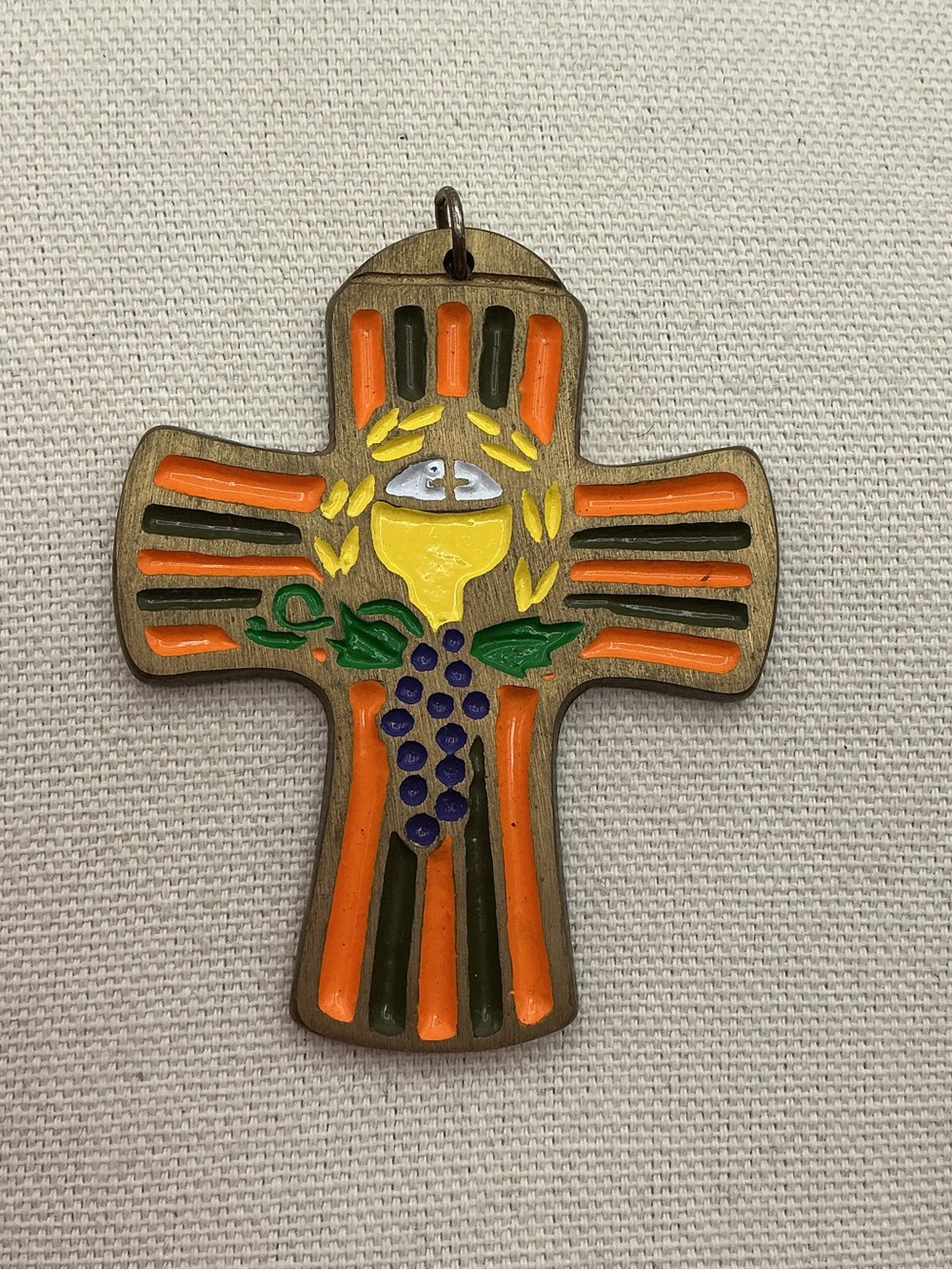 Vintage 80s Brass Cross Pendant